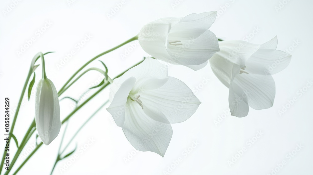 Fototapeta premium White bell flowers in high resolution on a seamless