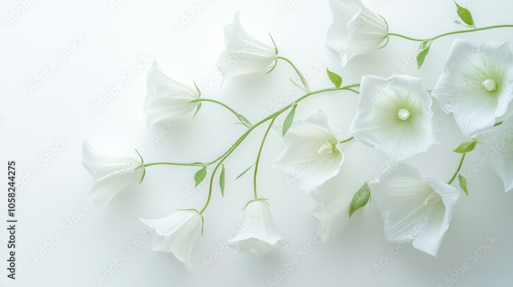 Fototapeta premium White bell flowers in high resolution on a seamless