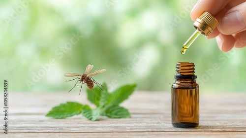 Woman applying essential oil on mosquito bite, closeup of natural solution