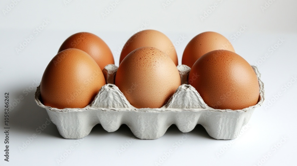 Six brown eggs in a cardboard carton. Six brown eggs in a cardboard carton.