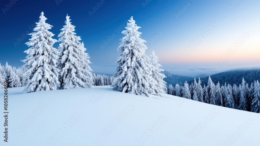 Snow-covered trees in a desolate wilderness, surrounded by untamed nature, winter wilderness Snow-covered trees in a desolate wilderness, surrounded by untamed nature, winter wilderness
