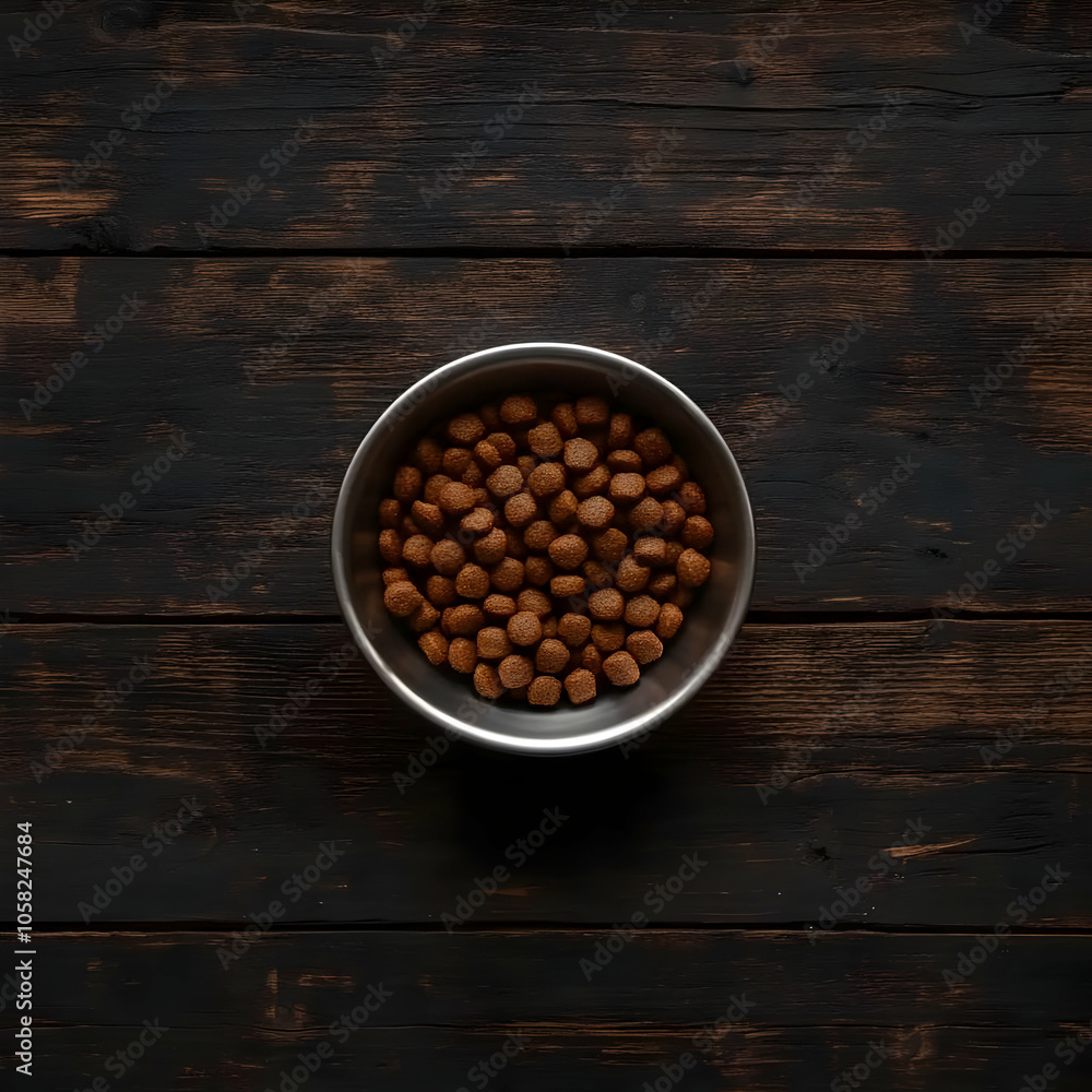 Dog Food Bowl Photo: Brown Kibble on Rustic Wood Dog Food Bowl Photo: Brown Kibble on Rustic Wood