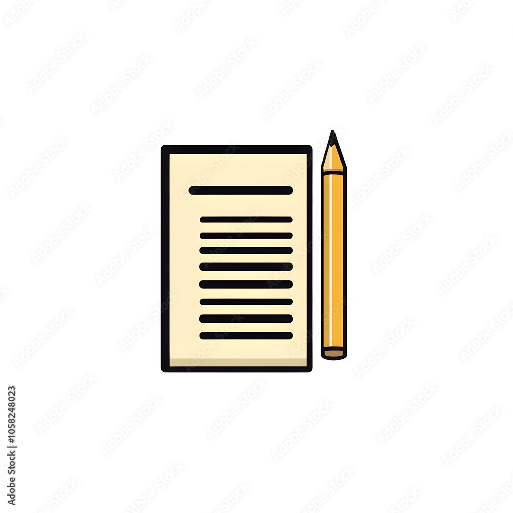 Minimalist Notepad and Pencil Icon Set on white and transparent background. PNG Minimalist Notepad and Pencil Icon Set on white and transparent background. PNG