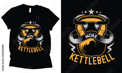 More kettlebell fitness vintage ribon  t-shirt design