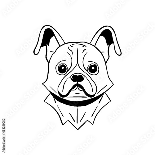 dog head line art illustration