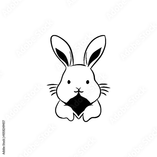 rabbit line art hand drawing illustration