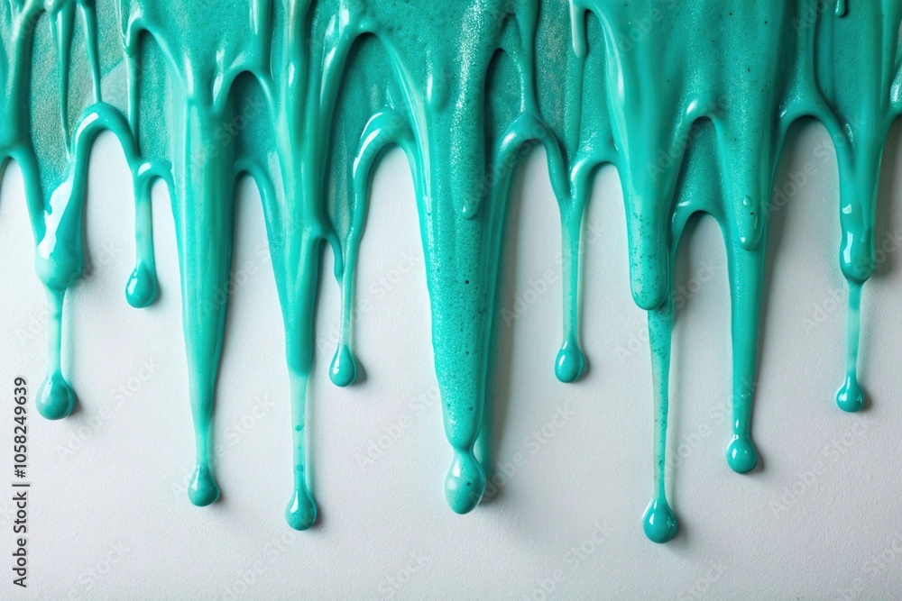 A collection of dripping turquoise slime on a plain white surface, forming intricate patterns and shapes that seem to shift and move, turquoise, abstract patterns A collection of dripping turquoise slime on a plain white surface, forming intricate patterns and shapes that seem to shift and move, turquoise, abstract patterns