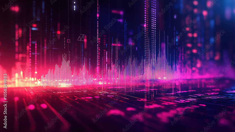 Dynamic banner design for stock market investment featuring graph indicators and volume data Dynamic banner design for stock market investment featuring graph indicators and volume data