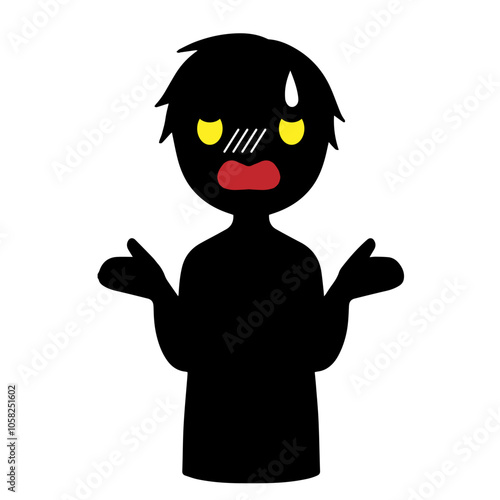困る悪人イメージの黒いシルエットの人物の素材