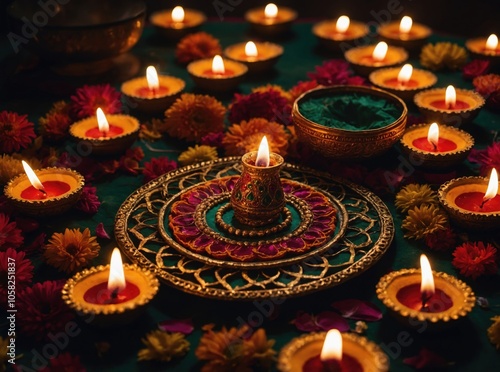 The festive spirit of Diwali is reflected in vibrant decorations, lively celebrations, and joyful moments photo