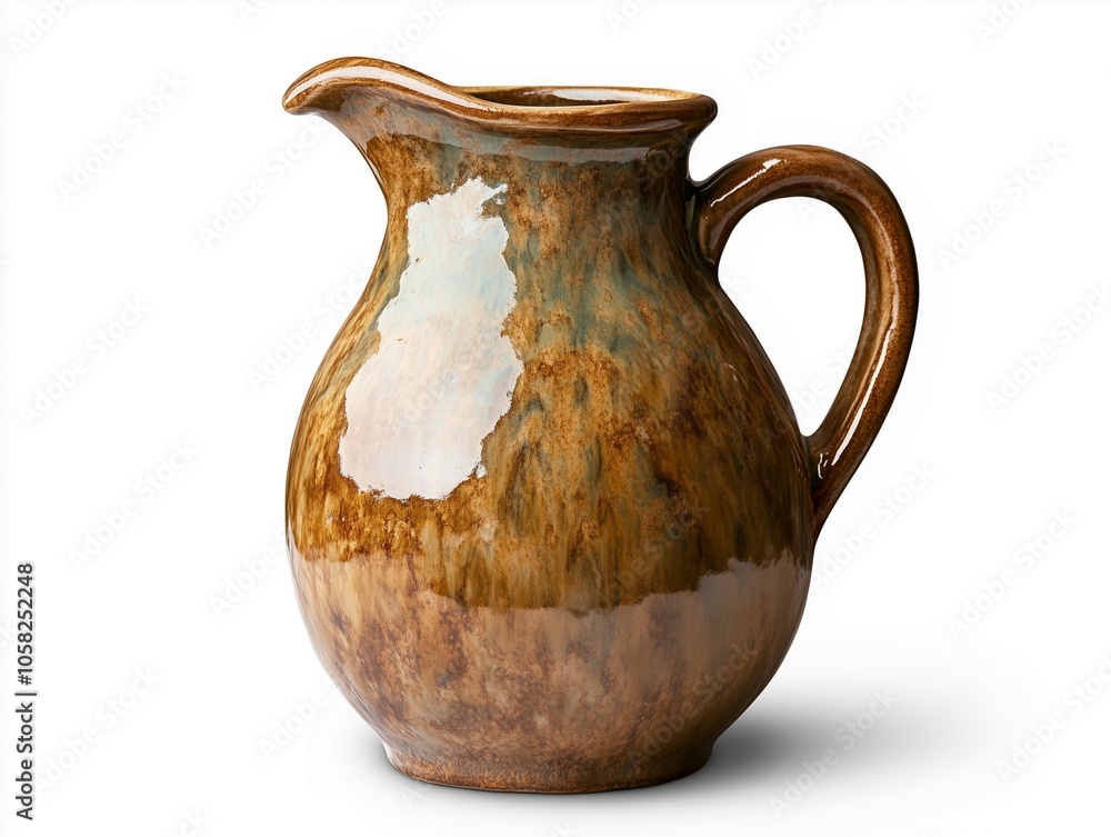 A rustic ceramic pitcher featuring earthy tones and a textured surface, ideal for home decor or functional use. A rustic ceramic pitcher featuring earthy tones and a textured surface, ideal for home decor or functional use.