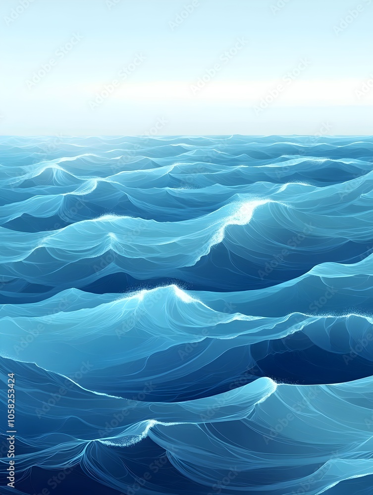A mesmerizing view of vibrant blue ocean waves, beautifully rolling under a serene sky, creating a tranquil and calming atmosphere perfect for nature lovers. A mesmerizing view of vibrant blue ocean waves, beautifully rolling under a serene sky, creating a tranquil and calming atmosphere perfect for nature lovers.