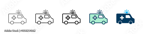 Ambulance icon logo design. ambulance truck sign and symbol. ambulance car
