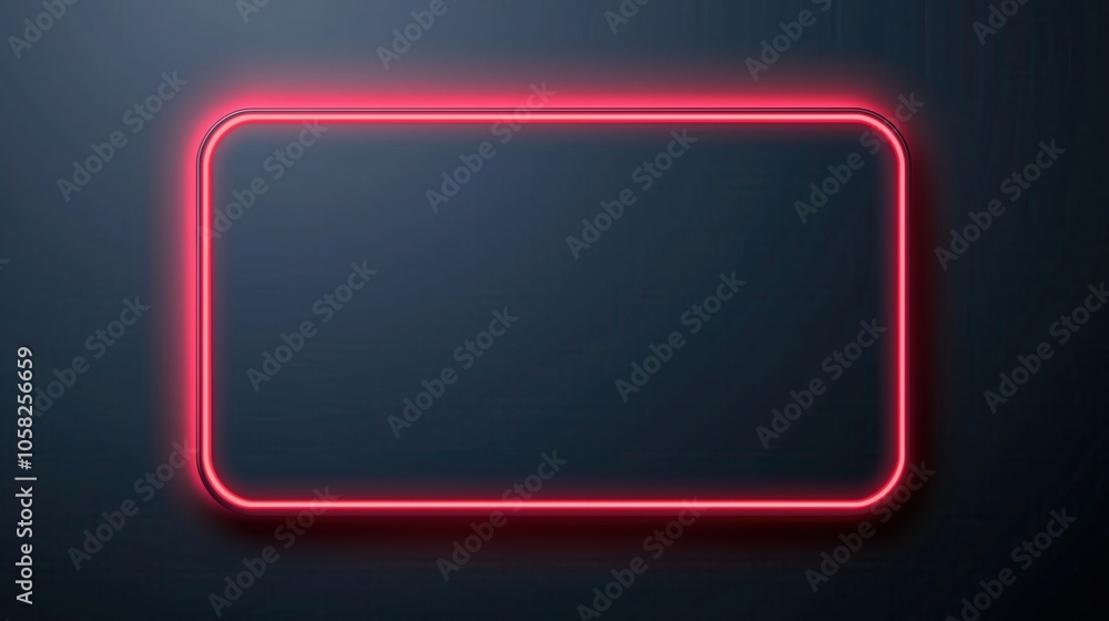 Red neon rectangular frame on a dark background, perfect for showcasing designs or advertisements. Red neon rectangular frame on a dark background, perfect for showcasing designs or advertisements.