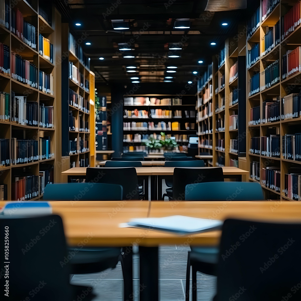 Empty Library Photo - Books, Shelves, Tables, Chairs, Reading, Study, Knowledge, Education, Literature Empty Library Photo - Books, Shelves, Tables, Chairs, Reading, Study, Knowledge, Education, Literature