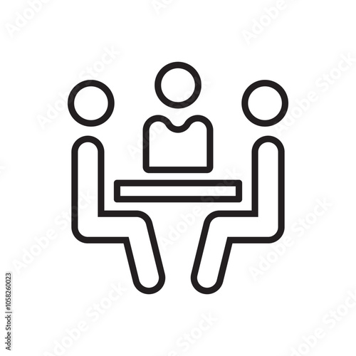 Sitting group meeting discussion outline sign isolated icon graphic vector