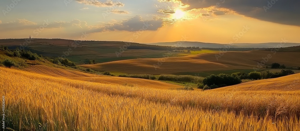 Fototapeta premium Breathtaking rural scenery highlighting agricultural diversity in Serbia.