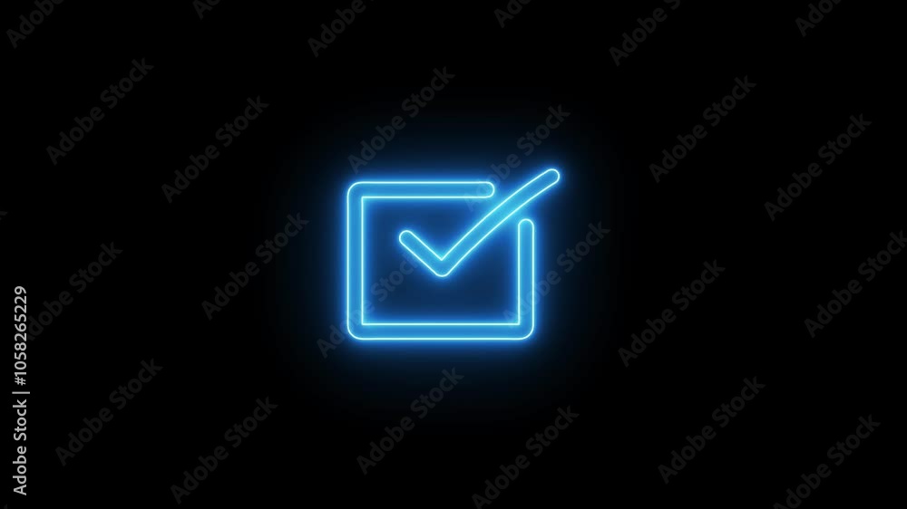 Verified positive neon check mark icon animation. Verified positive neon check mark icon animation.