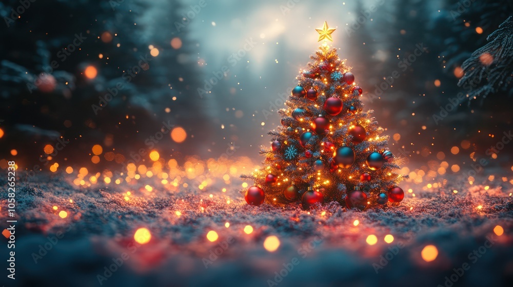 A 4K Christmas tree with twinkling lights, decorated with colorful ornaments. A 4K Christmas tree with twinkling lights, decorated with colorful ornaments.