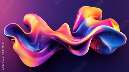 A vibrant 3D font with a liquid texture, flowing and undulating with dynamic, colorful gradients