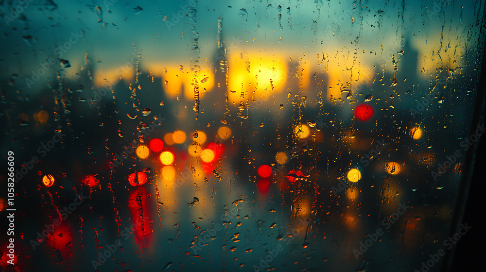 Close-Up of Raindrops on a Window with a Blurry Cityscape in the Background
Close-Up of Raindrops on a Window with a Blurry Cityscape in the Background