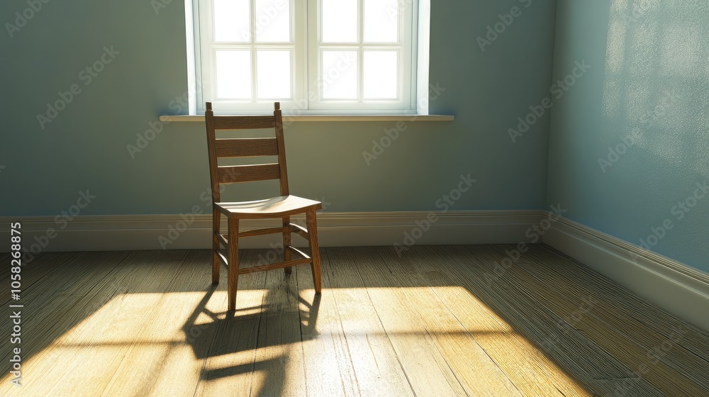 Simple Wooden Chair in Sunlit Room Simple Wooden Chair in Sunlit Room