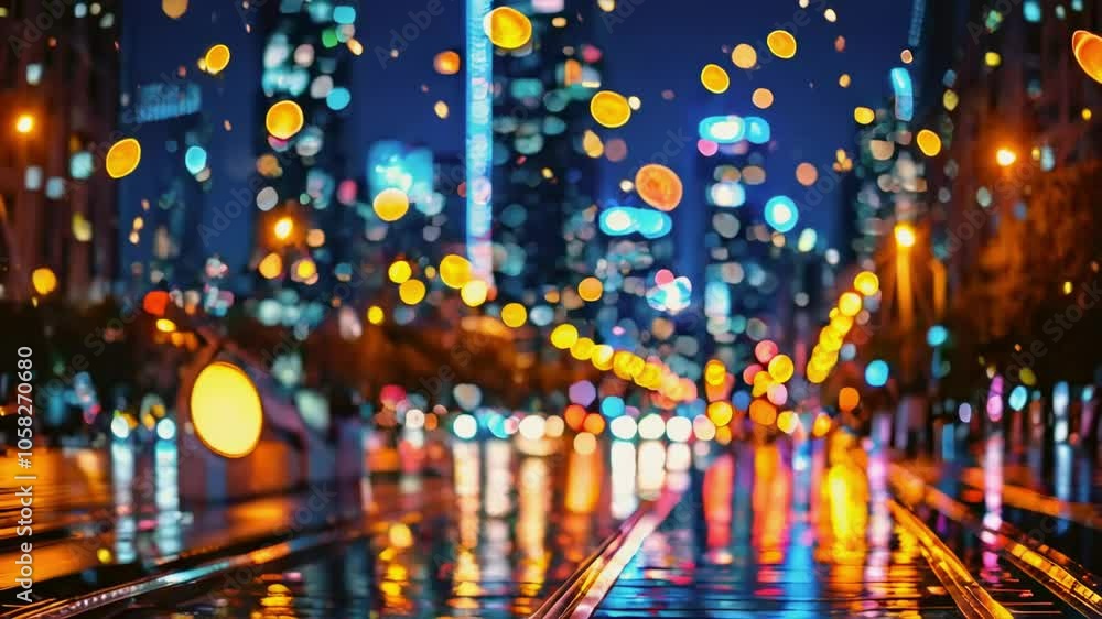 Lights Sparkling in the City in the night Lights Sparkling in the City in the night