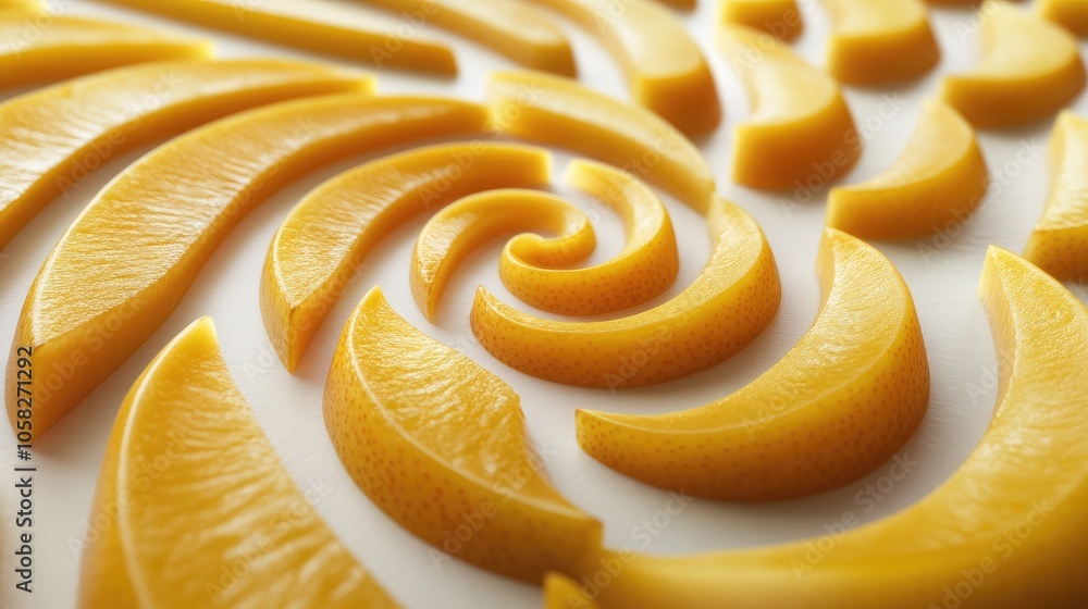Swirling Patterns of Fresh Yellow Fruit Slices Swirling Patterns of Fresh Yellow Fruit Slices
