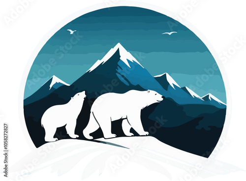 Silhouette Polar Bear vector design, Polar Bear in ice land