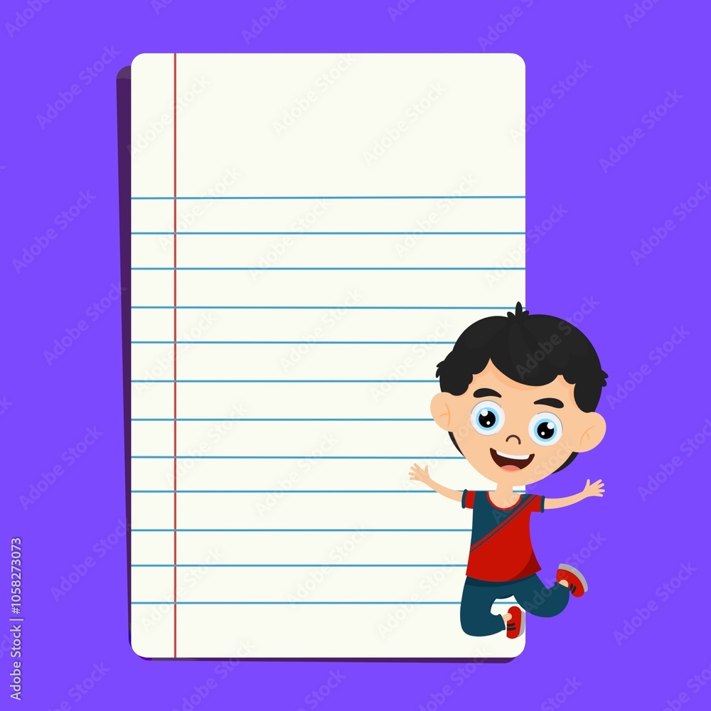 Cute boy with note paper vactor image
