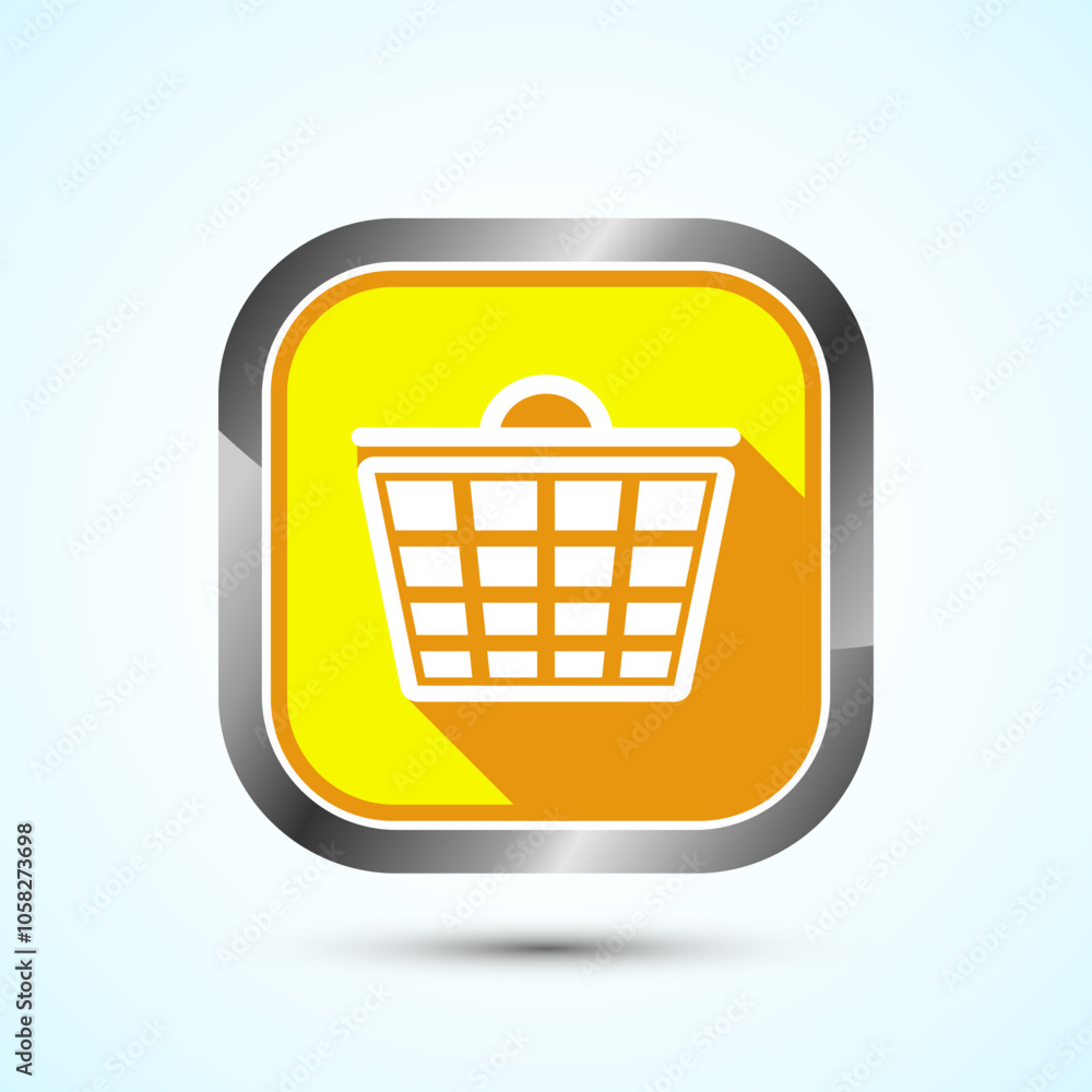 Basket icon design illustration, Shopping basket icon, Yellow Shadow Button Design Basket icon design illustration, Shopping basket icon, Yellow Shadow Button Design