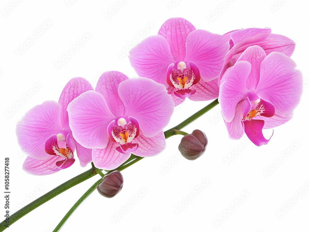 A vibrant display of pink orchids showcasing their delicate petals and natural beauty. A vibrant display of pink orchids showcasing their delicate petals and natural beauty.