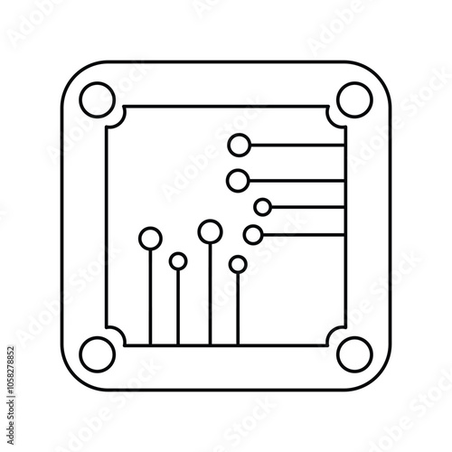 cpu line icon with white background vector stock illustration