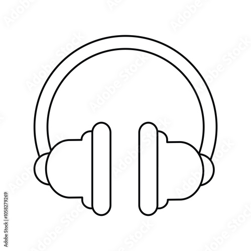 headphone line icon with white background vector stock illustration