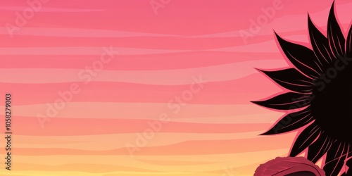 A vibrant sunset with a silhouette of a sunflower, creating a serene atmosphere.