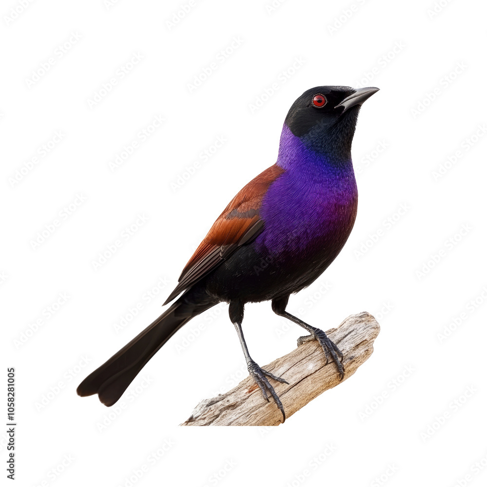 Fototapeta premium Purple Grackle Bird Perched on a Branch