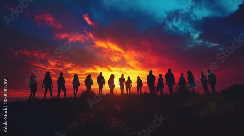 Silhouettes of People at Sunset