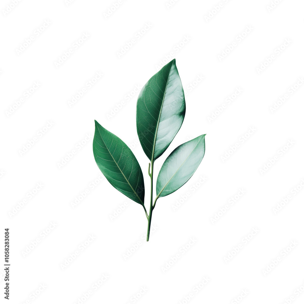 Green Leaf Sprig Isolated on White Background Green Leaf Sprig Isolated on White Background