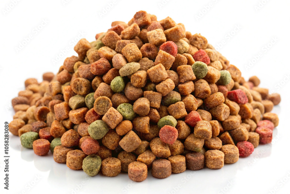 Cat food dry kibbles,isolated on white background Cat food dry kibbles,isolated on white background