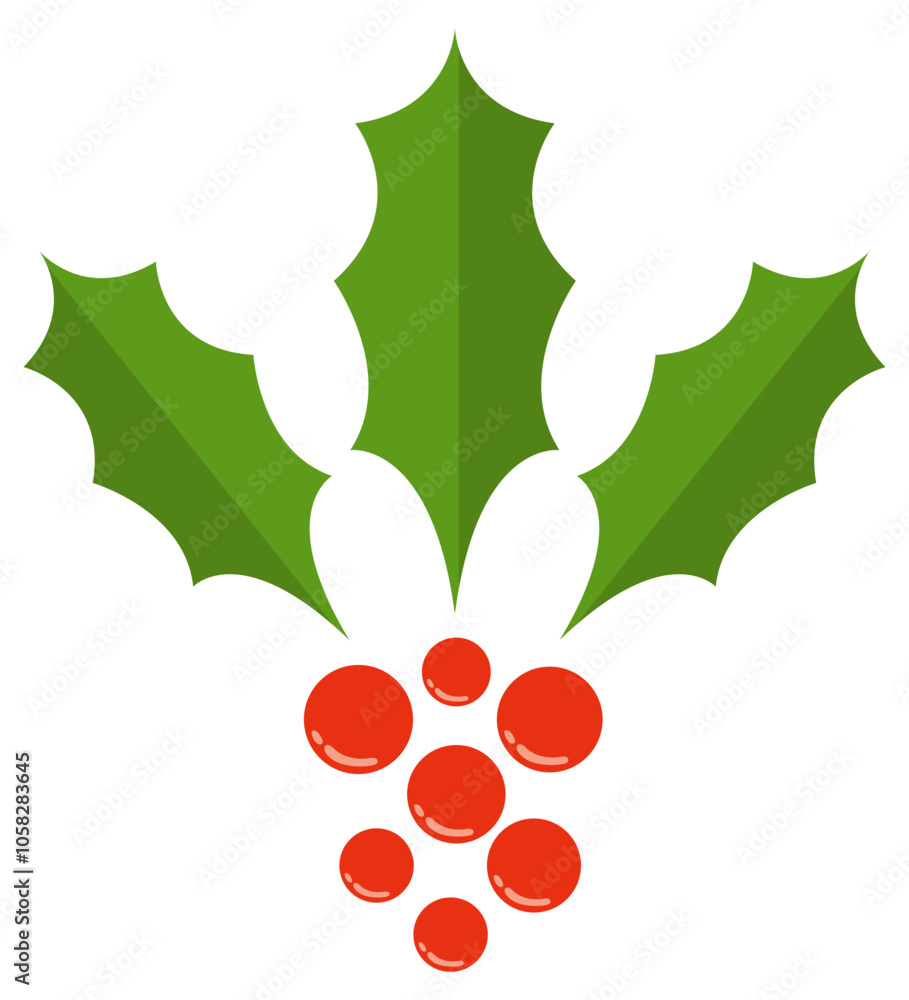 Christmas holly berry flat icon isolated on white background. Christmas holly berry flat icon isolated on white background.