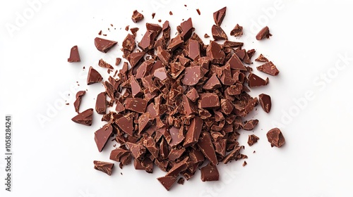Wallpaper Mural Pile of chopped, milled chocolate isolated on a white background, top view.. Torontodigital.ca