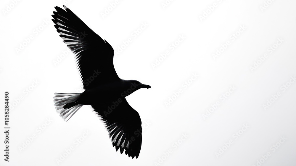 Obraz premium Silhouette of a Seagull in Flight