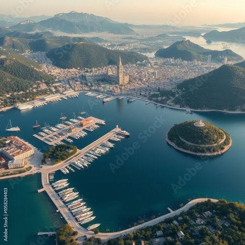 Aerial view of beautiful cityscape with historic buildings and skyline beyoglu turkiye aerial city Ultra realistic Photorealistic aerial photography drone photography  photo