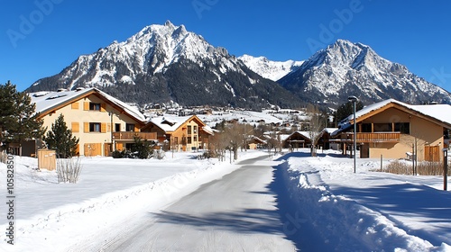 Snowy mountain village