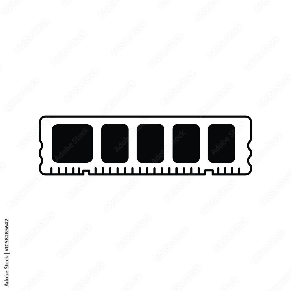 ram glyph icon with white background vector stock illustration ram glyph icon with white background vector stock illustration