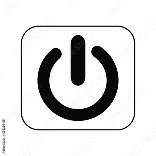 power button glyph icon with white background vector stock illustration