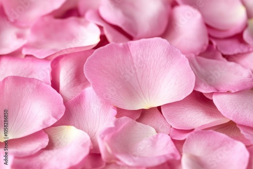 A close-up view of soft pink rose petals scattered together.