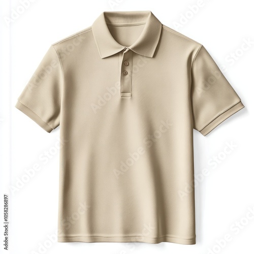 realistic high quality color beige polo mockup isolated