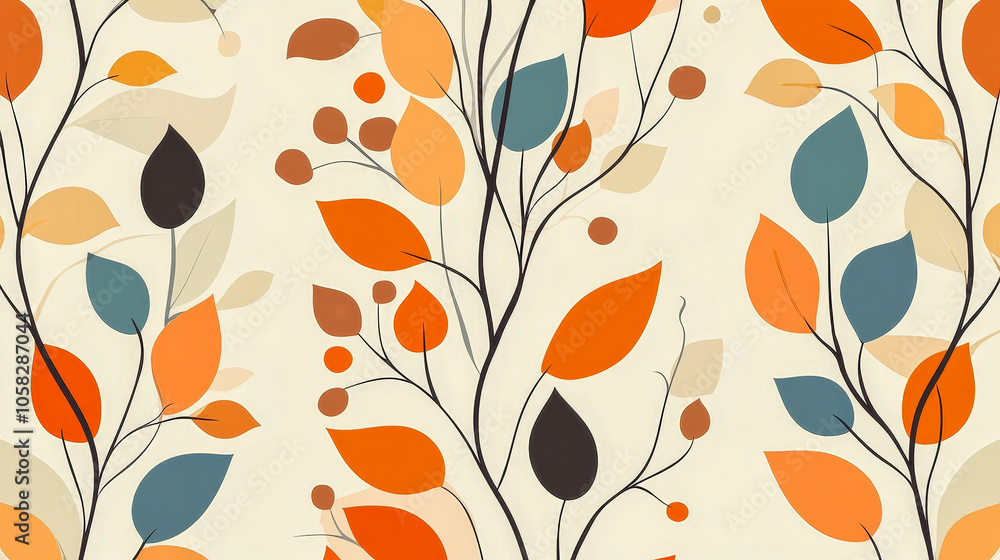 Elegant Autumn Foliage Pattern in Warm Tones Elegant Autumn Foliage Pattern in Warm Tones