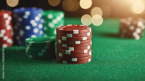 Green felt texture background for gambling and casino themes, creating an inviting and rich atmosphere.. photo